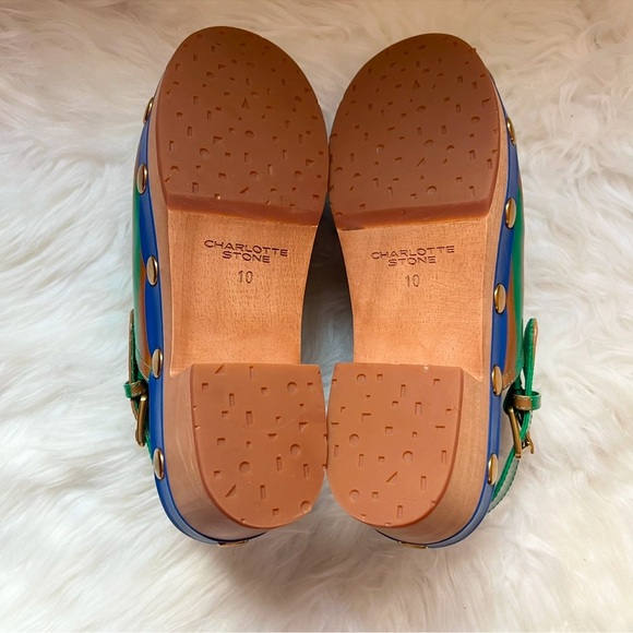 New CHARLOTTE STONE Jona Striped Studded Slingback Low Heel Clogs in Kite Stripe - Picture 14 of 16